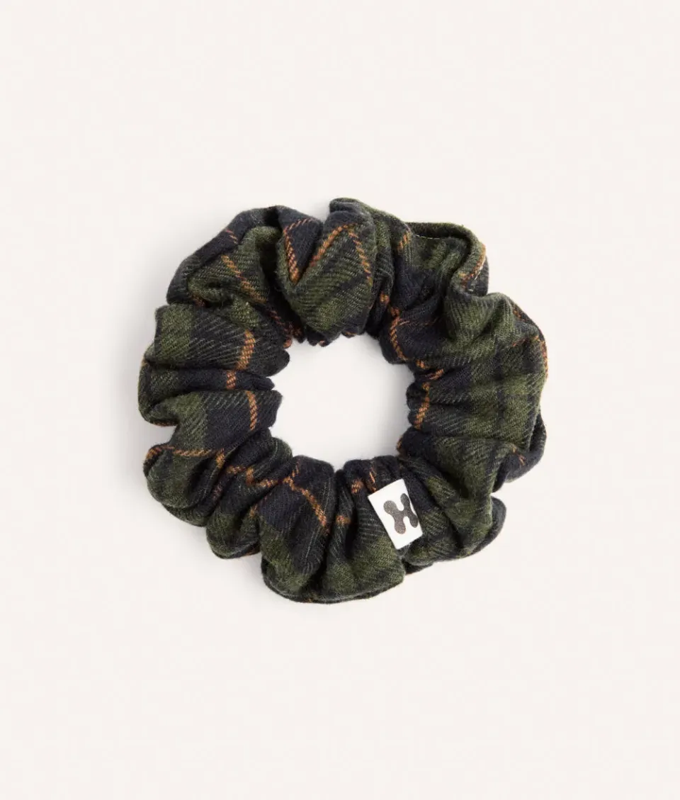 Cafide Noa Tartan Green scrunchie bomuld
