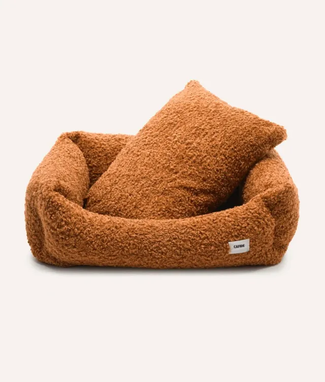 Cafide Snozy Mustard Fleece hundeseng sennep vaskbar