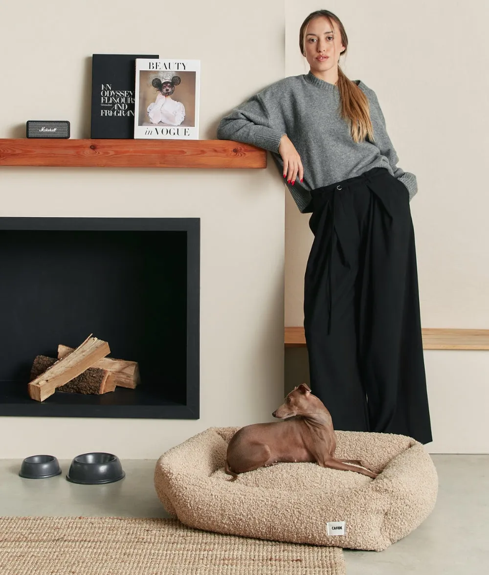 Cafide Snozy hundeseng beige fleece pelslook