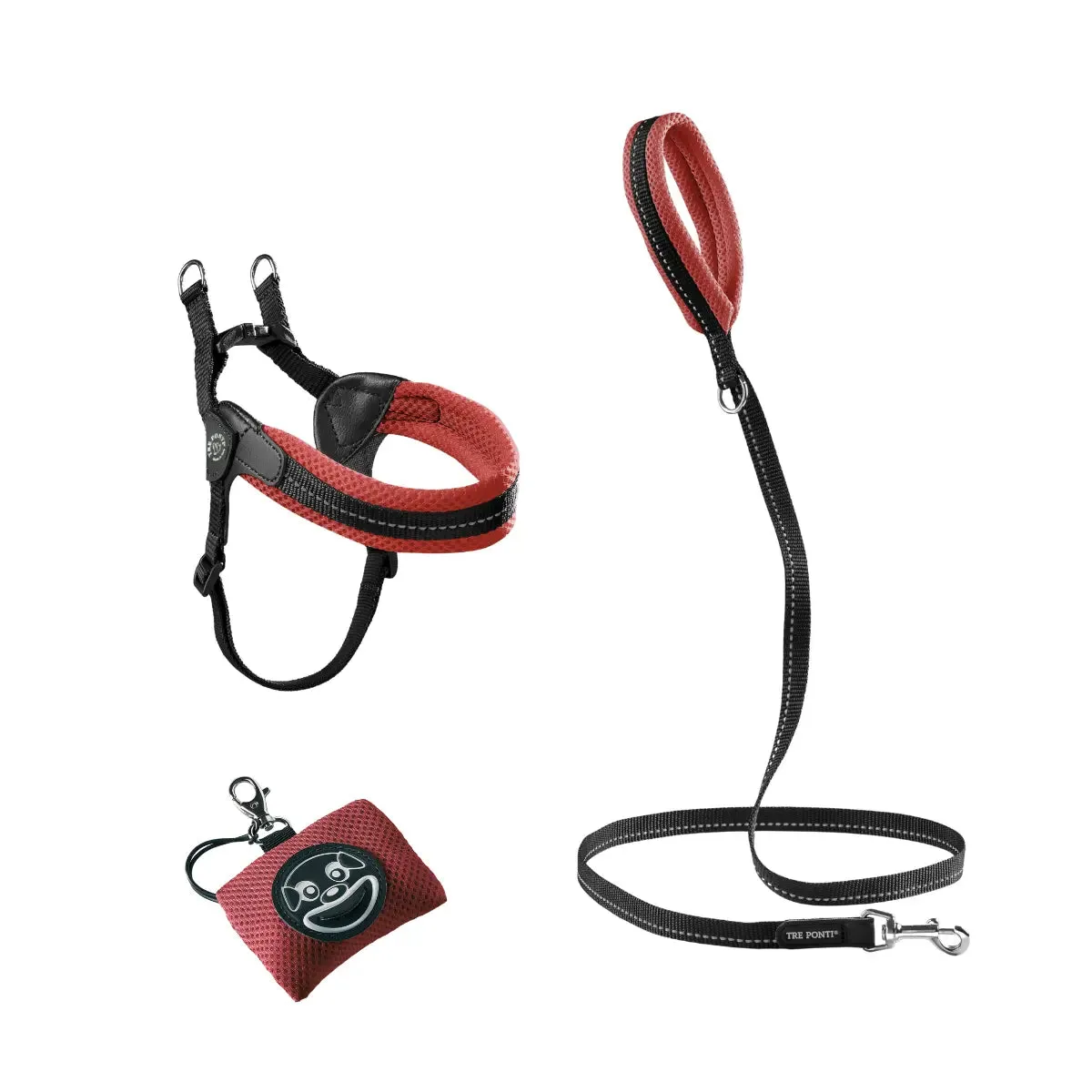 Tre Ponti Easy Fit Adjustable Girth Mesh hundesæt 2-dele sort
