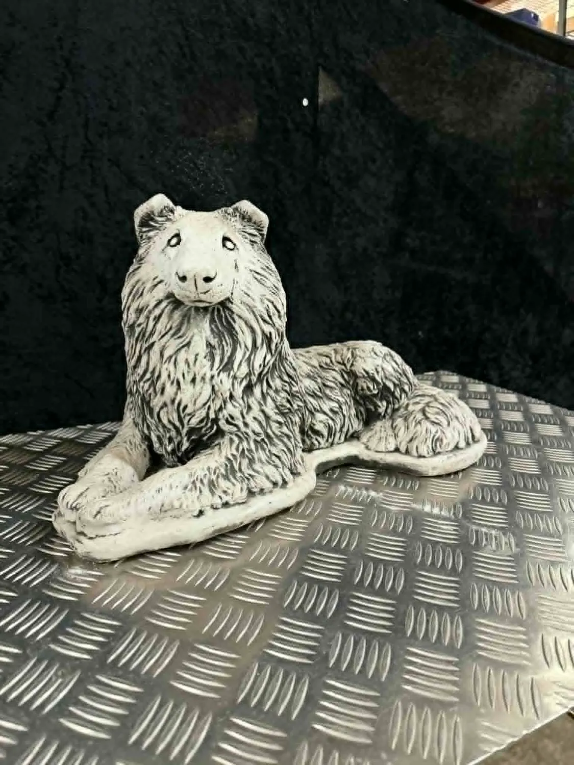 Betonfigur Collie havefigur 29 cm beton frostsikker