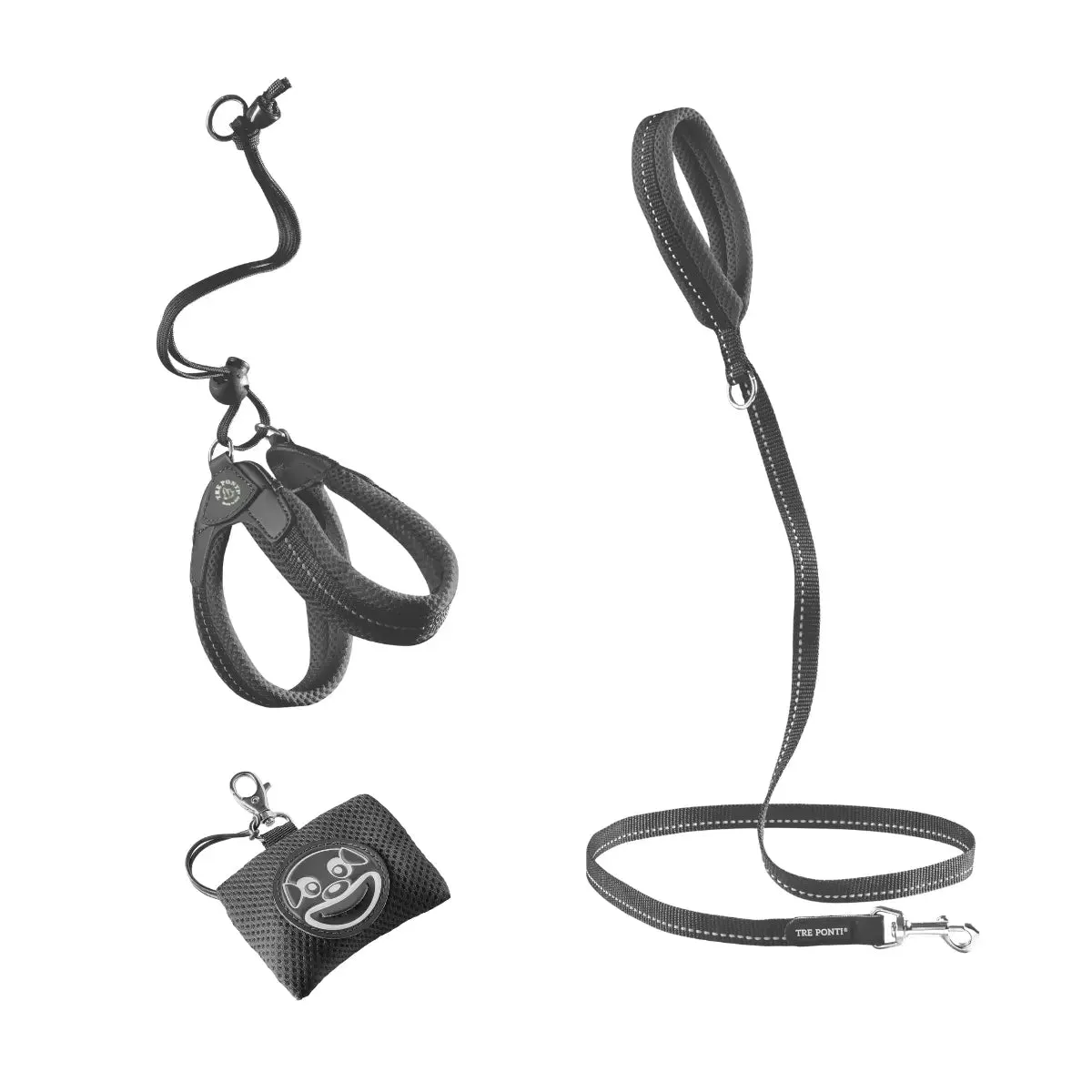 Tre Ponti Easy Fit hundesele 3-deles sæt mesh reflekterende