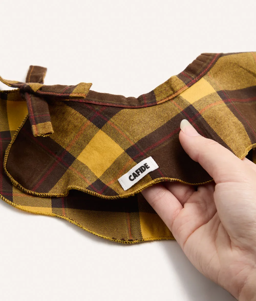Cafide Lola Tartan Mustard hundebandana sennep bomuld
