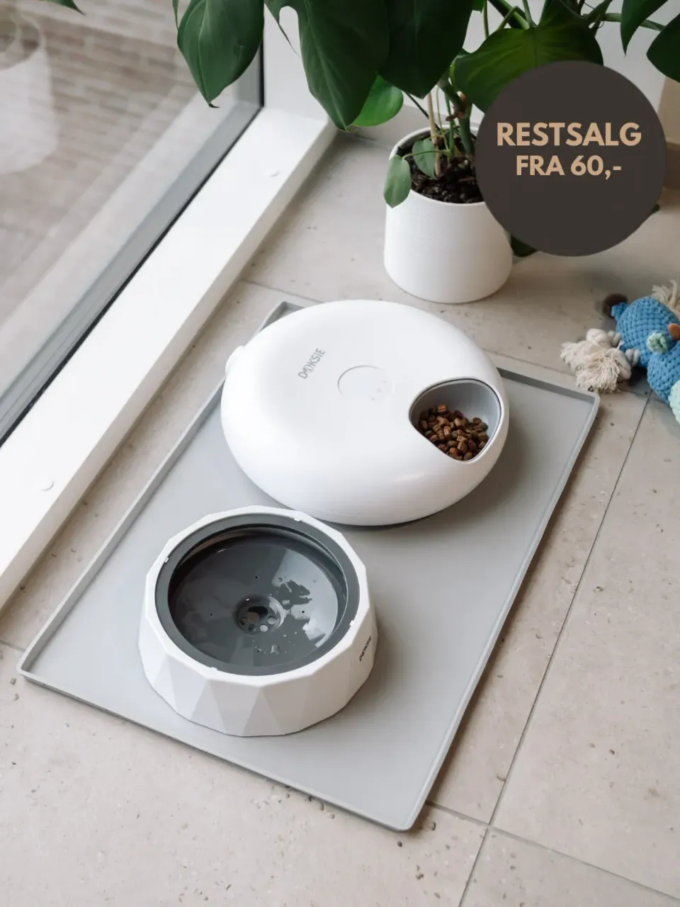 Doksie Home H3 underlag hundeskåle grå M
