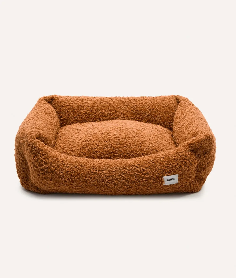 Cafide Snozy Mustard Fleece hundeseng sennep vaskbar