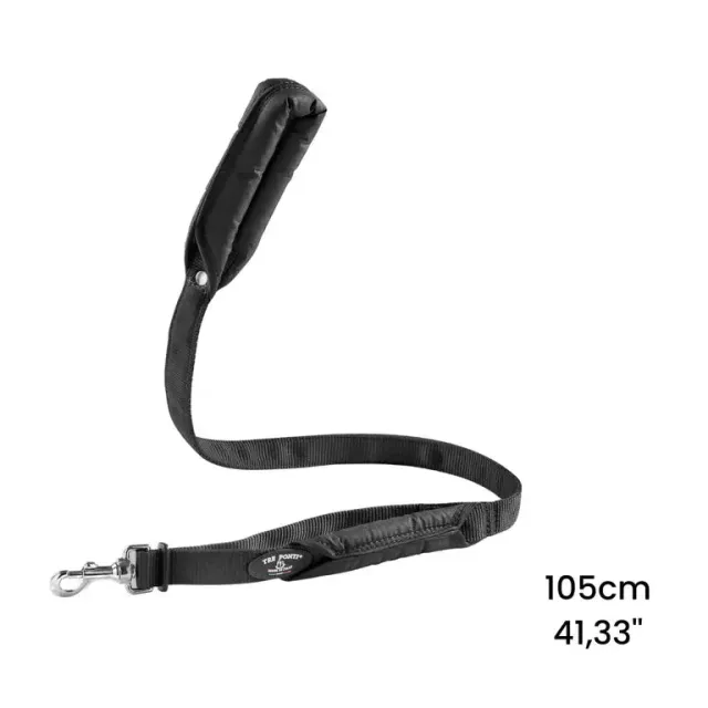 Tre Ponti Double-handle hundeline 105 cm sort slidstærk