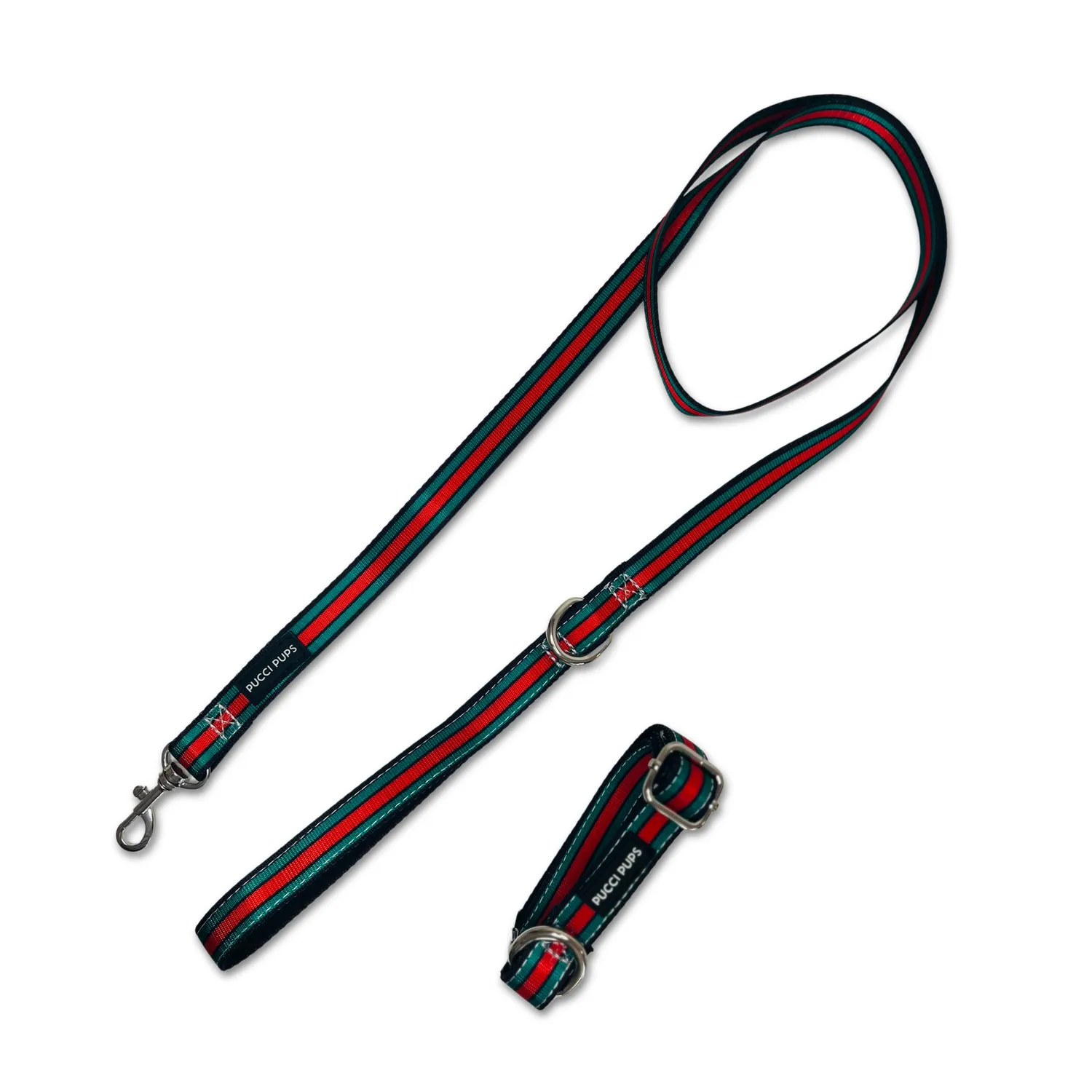 Pucci Pups halsbånd og line sæt stripe M/L