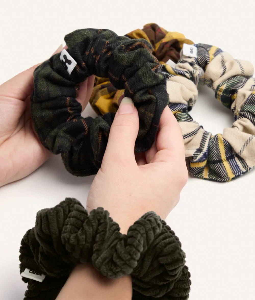 Cafide Noa scrunchie beige tartan bomuld