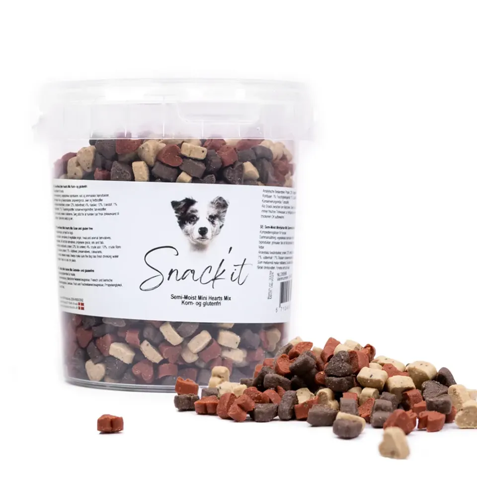 Snack'it hundegodbidder semi-moist mini hearts mix 500g
