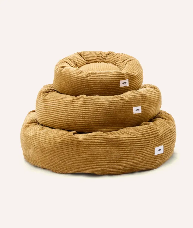 Cafide Nuba Mustard Corduroy hundeseng S 60x60 cm sennep