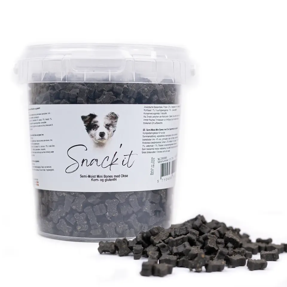 Snack'it Semi-Moist Mini Bones oksegodbidder 500 g blød