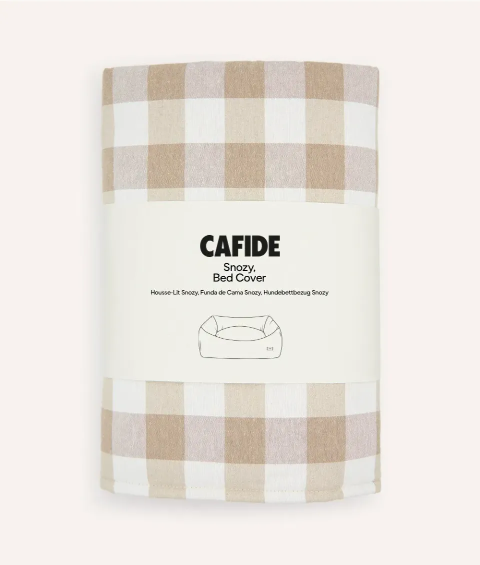 Cafide Snozy betræk vichy beige hundeseng