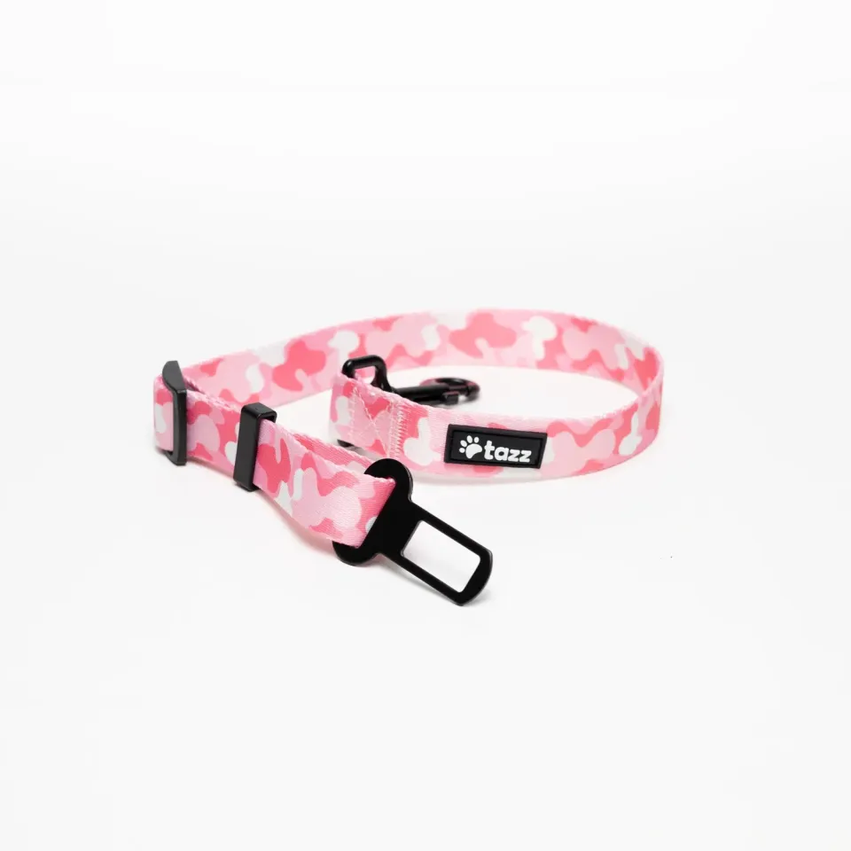 Tazz Pink Camo bilsele til hund justerbar