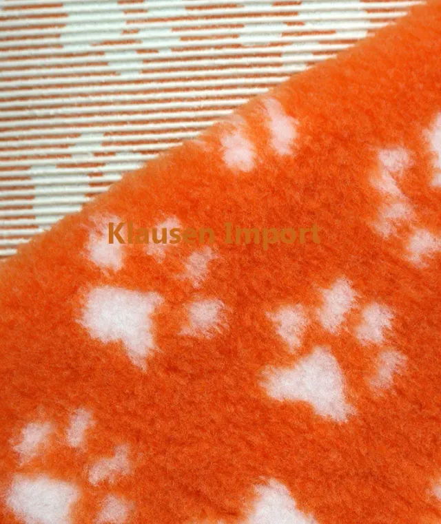 Klausen import Vetbed Orange Hvid Pote små hundetæppe 80x100