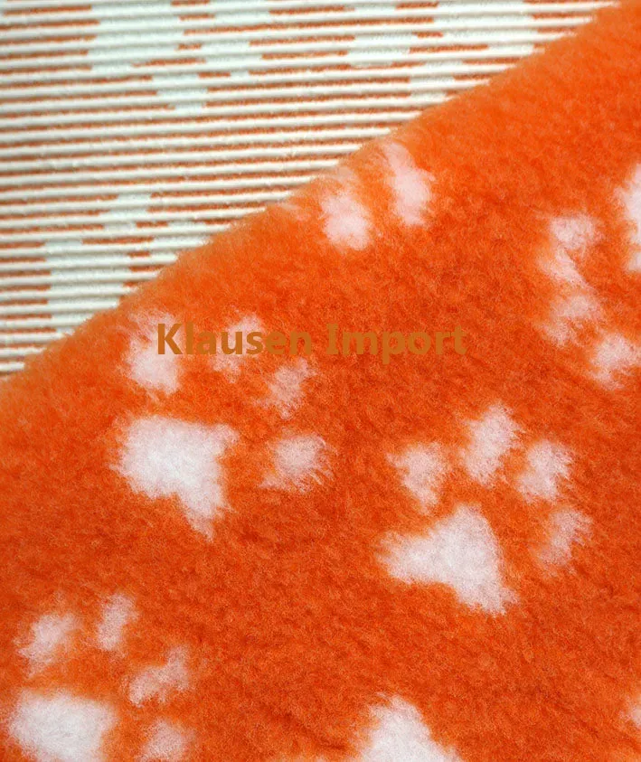 Klausen import Vetbed Orange Hvid Pote små hundetæppe 80x100