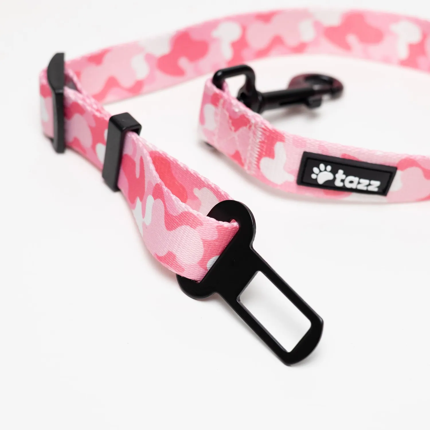 Tazz Pink Camo bilsele til hund justerbar