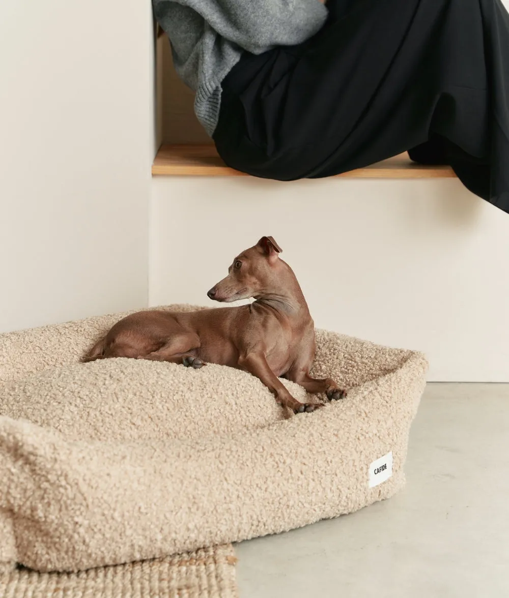 Cafide Snozy hundeseng beige fleece pelslook