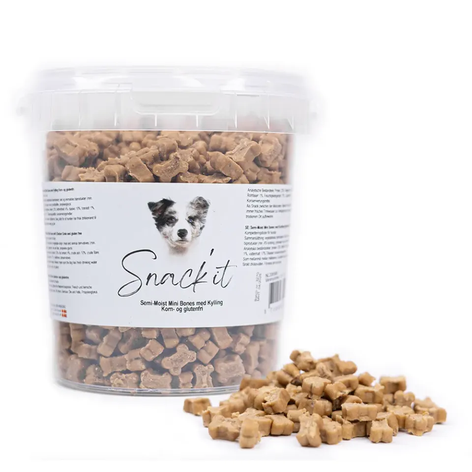 Snack'it Semi-Moist Mini Bones hundegodbid 500g kylling