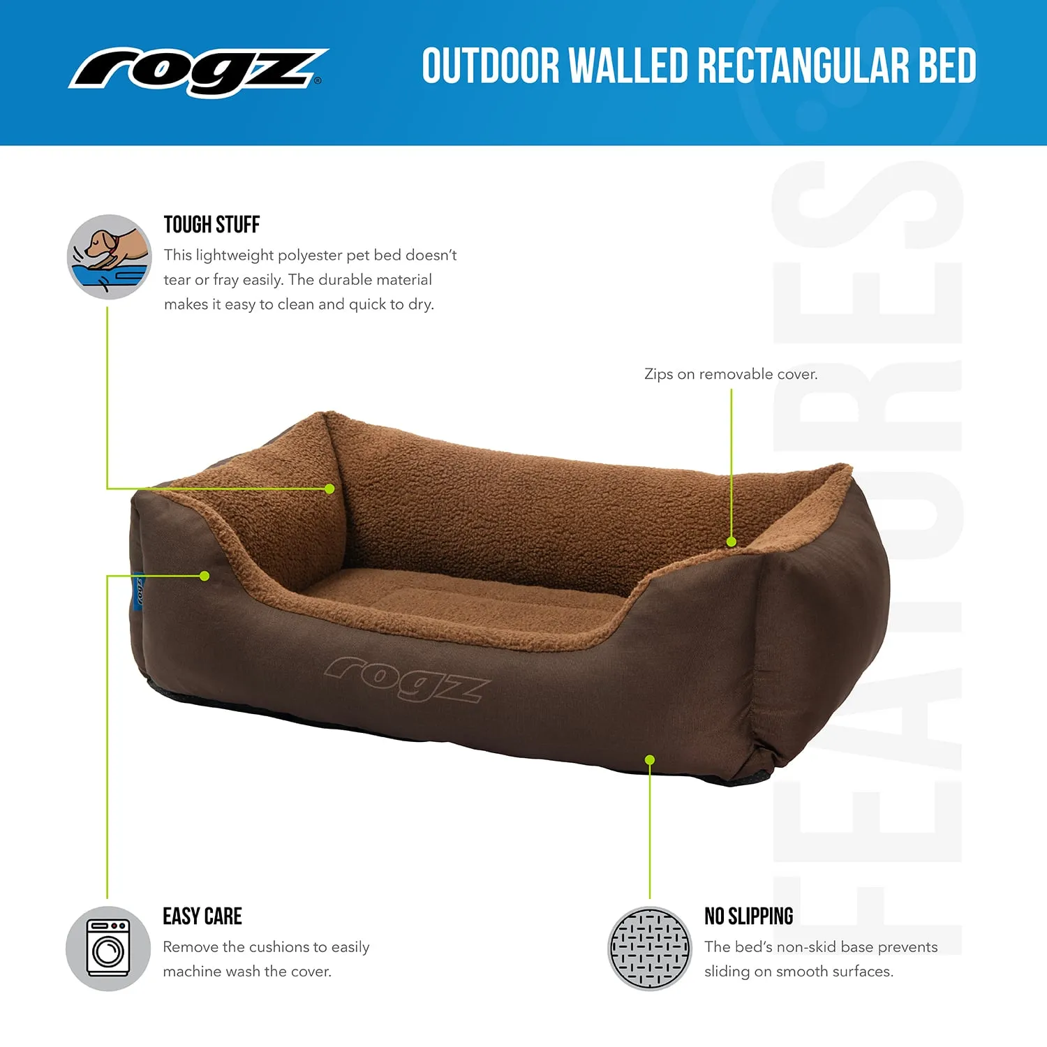 Rogz Outdoor Walled Rectangular hundeseng