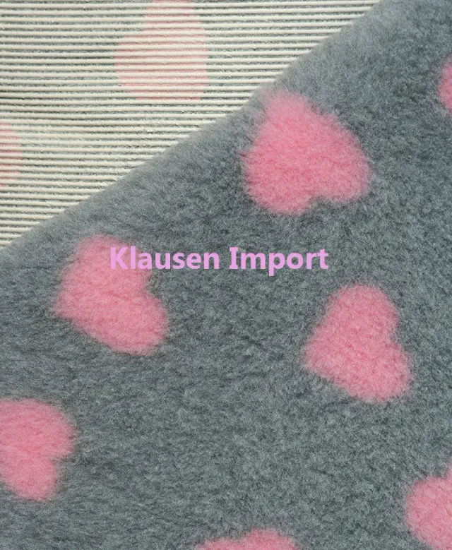 Vetbed hundetæppe lysegrå pink hjerter 80x100 cm skridsikker