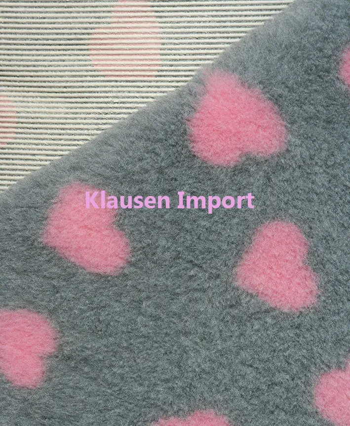 Vetbed hundetæppe lysegrå pink hjerter 80x100 cm skridsikker