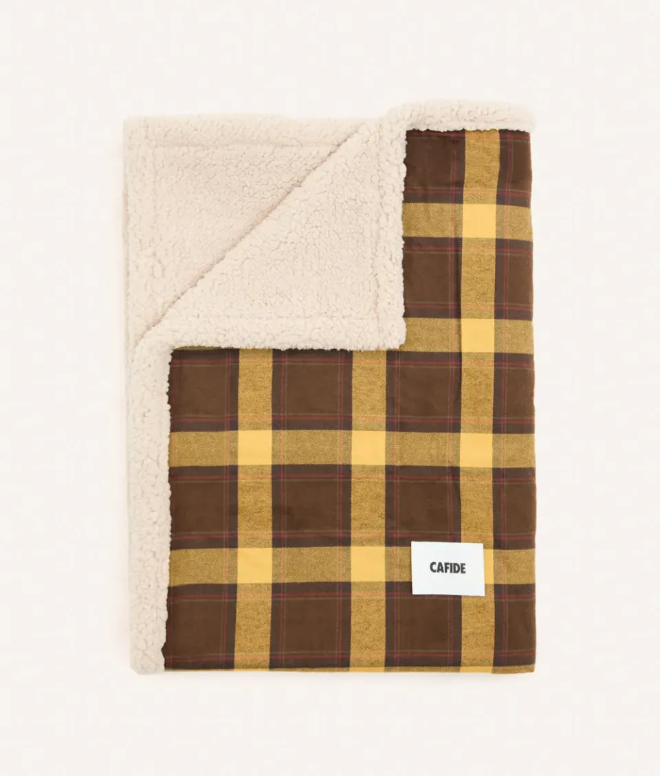 Cafide Toia Mustard Tartan hundetæppe M 90x65cm ternet