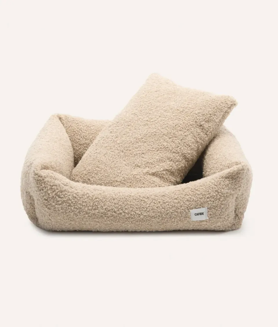 Cafide Snozy hundeseng beige fleece pelslook