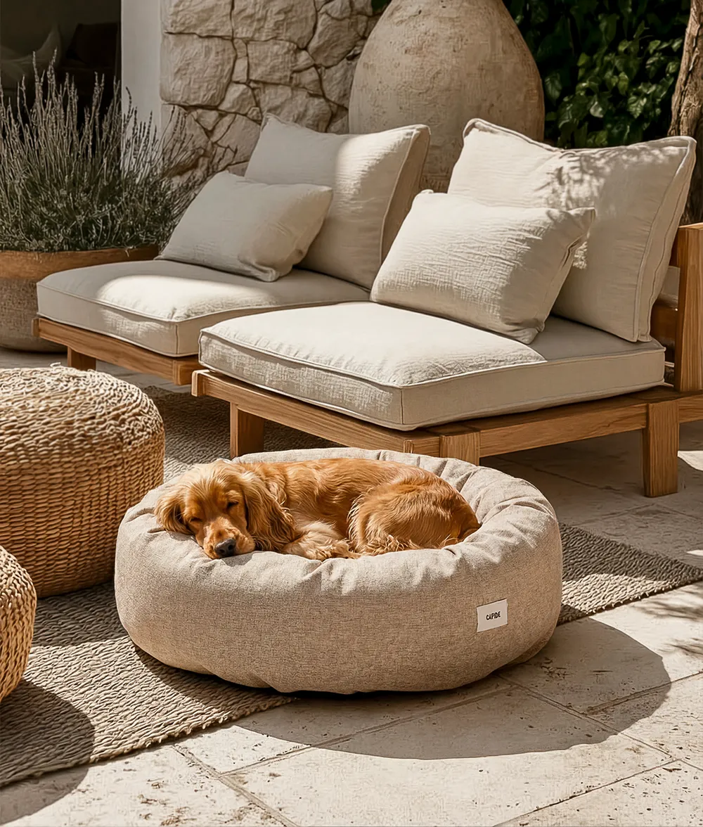 Cafide Nuba Beige Chenille hundeseng S 60x60 cm beige chenille