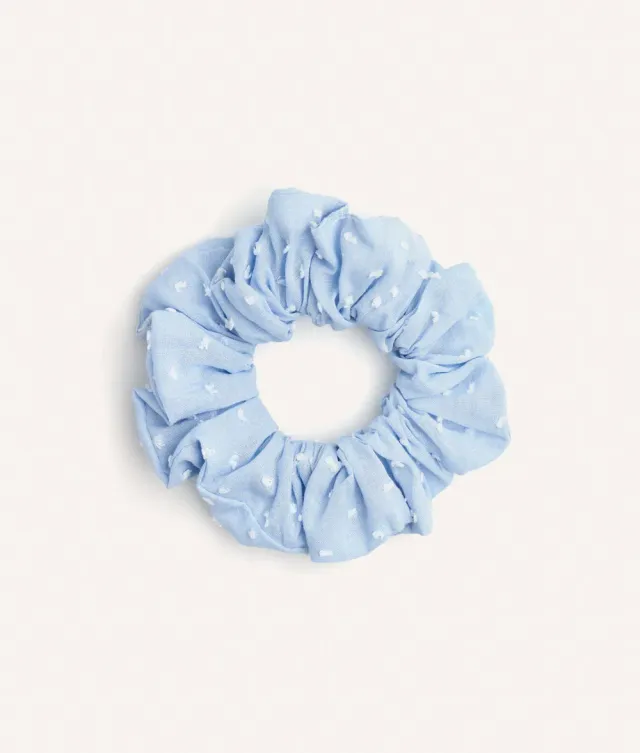 Cafide Noa scrunchie blå plumeti bomuld