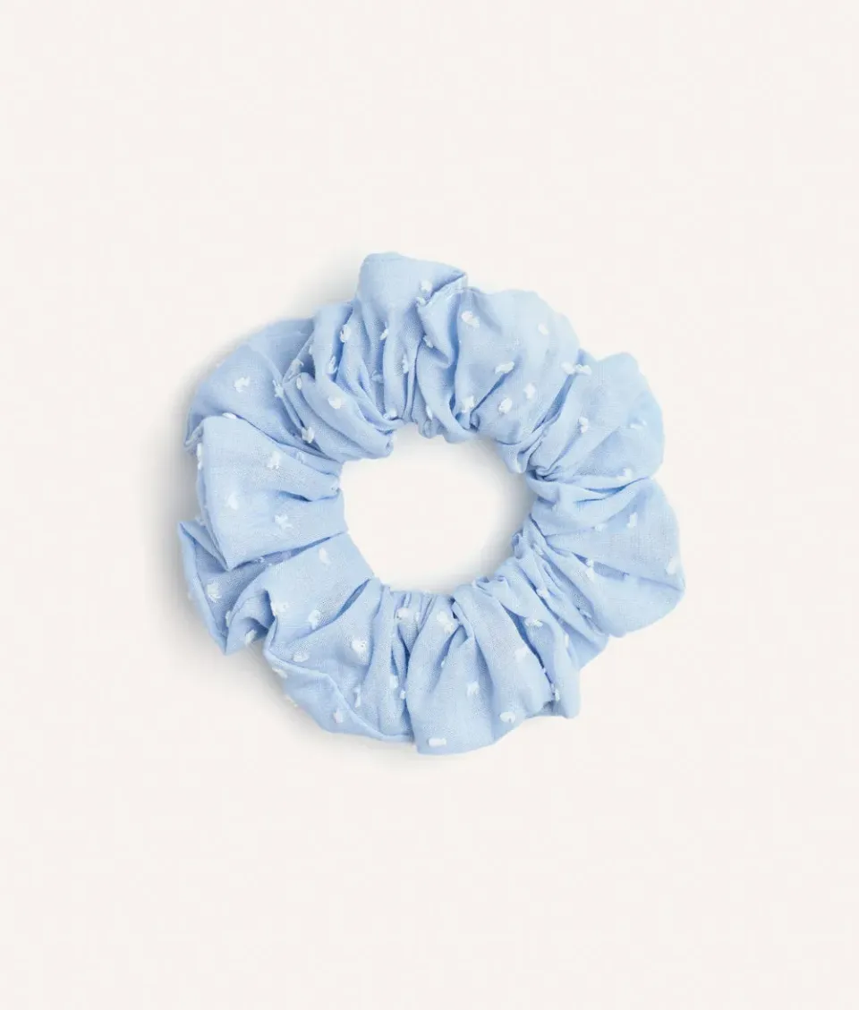 Cafide Noa scrunchie blå plumeti bomuld
