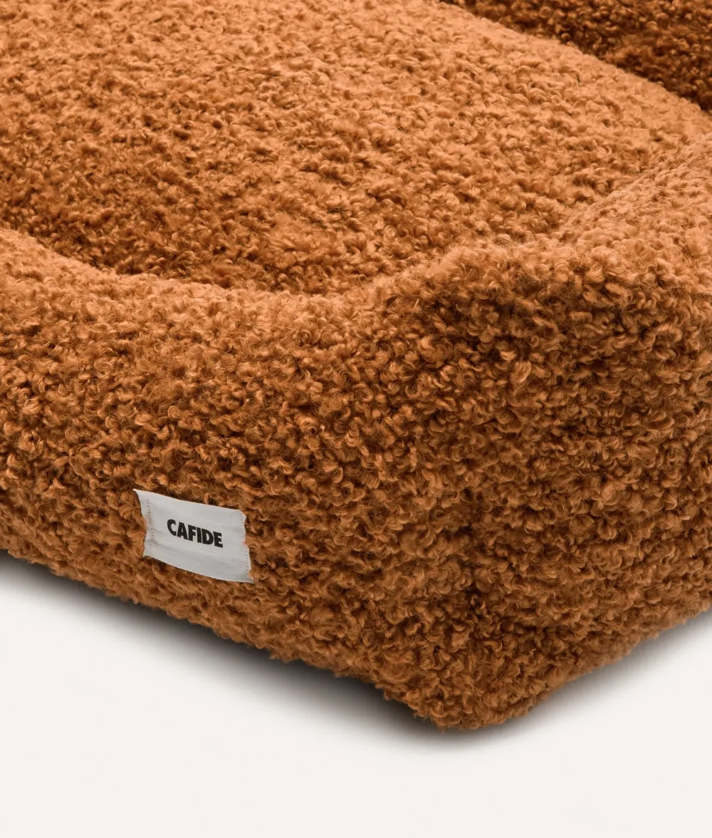 Cafide Snozy Mustard Fleece hundeseng sennep vaskbar