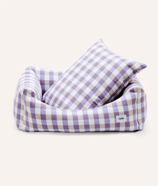 Cafide Snozy Vichy Violet hundeseng åndbar
