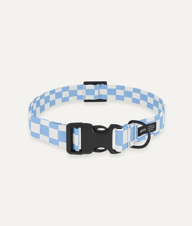Cafide Juno Vichy Blue hundehalsbånd recycled