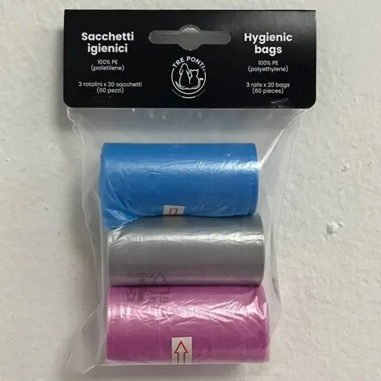 Tre Ponti Hygienic Bags hundeposer 60 stk kulørte