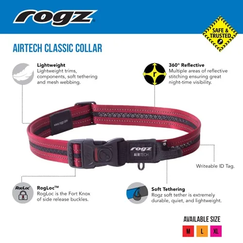 Rogz AirTech Classic hundehalsbånd justerbar