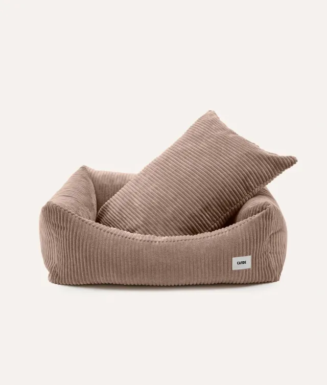 Cafide Snozy mokka beige fløjl hundeseng