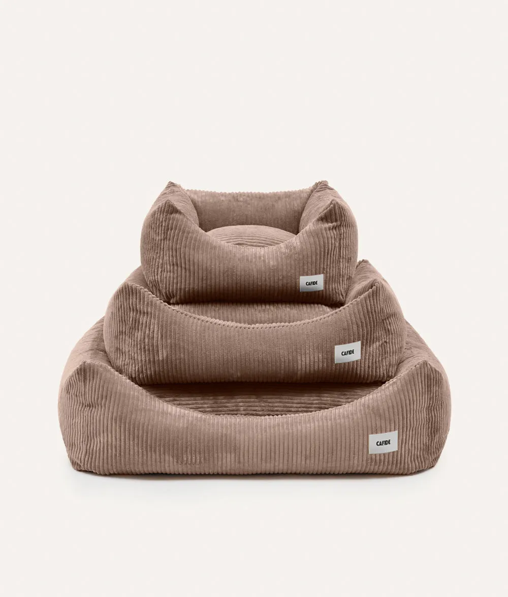 Cafide Snozy mokka beige fløjl hundeseng