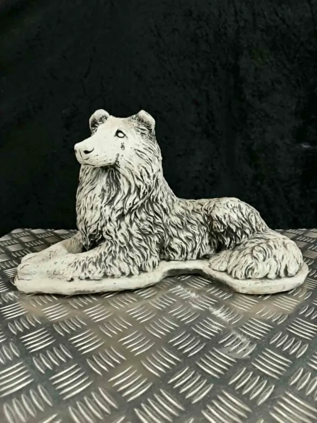 Betonfigur Collie havefigur 29 cm beton frostsikker