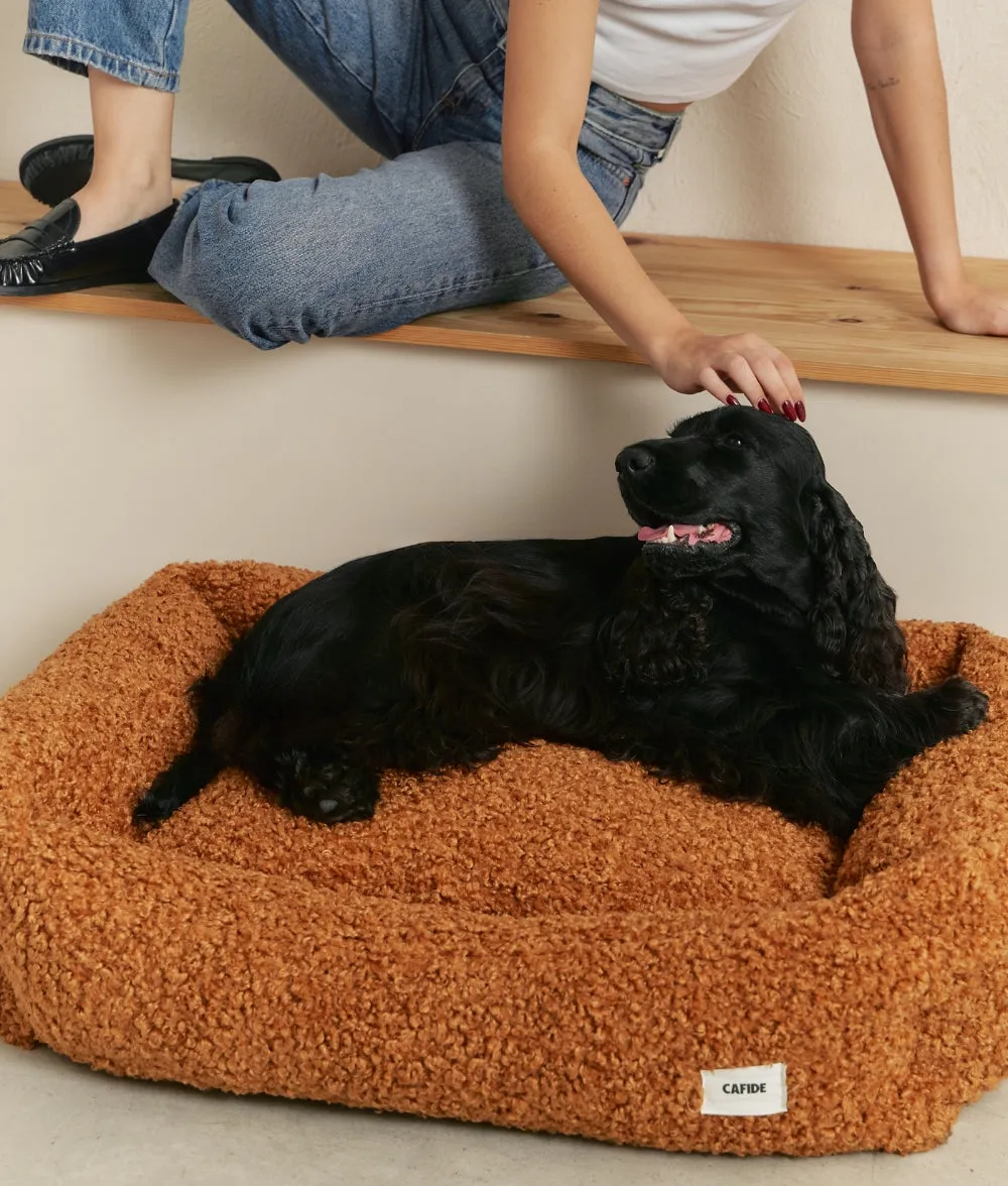 Cafide Snozy Mustard Fleece hundeseng sennep vaskbar
