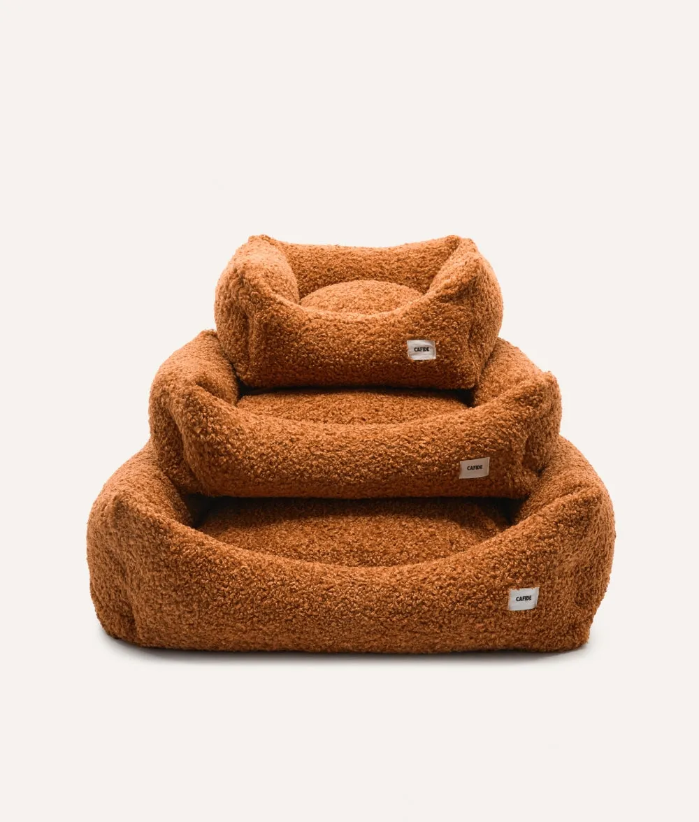 Cafide Snozy Mustard Fleece hundeseng sennep vaskbar