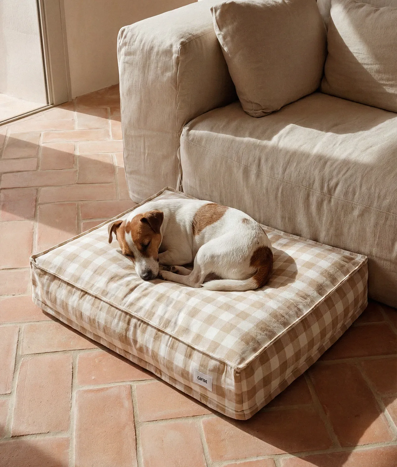Cafide Cuadra hundekurv beige vichy åndbar
