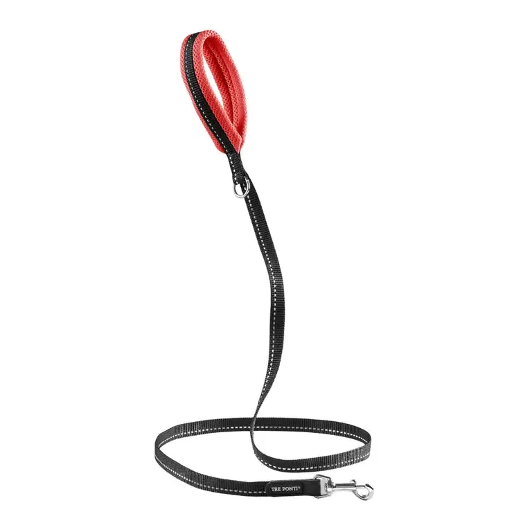 Tre Ponti Mesh hundeline 130 cm Sort med refleks
