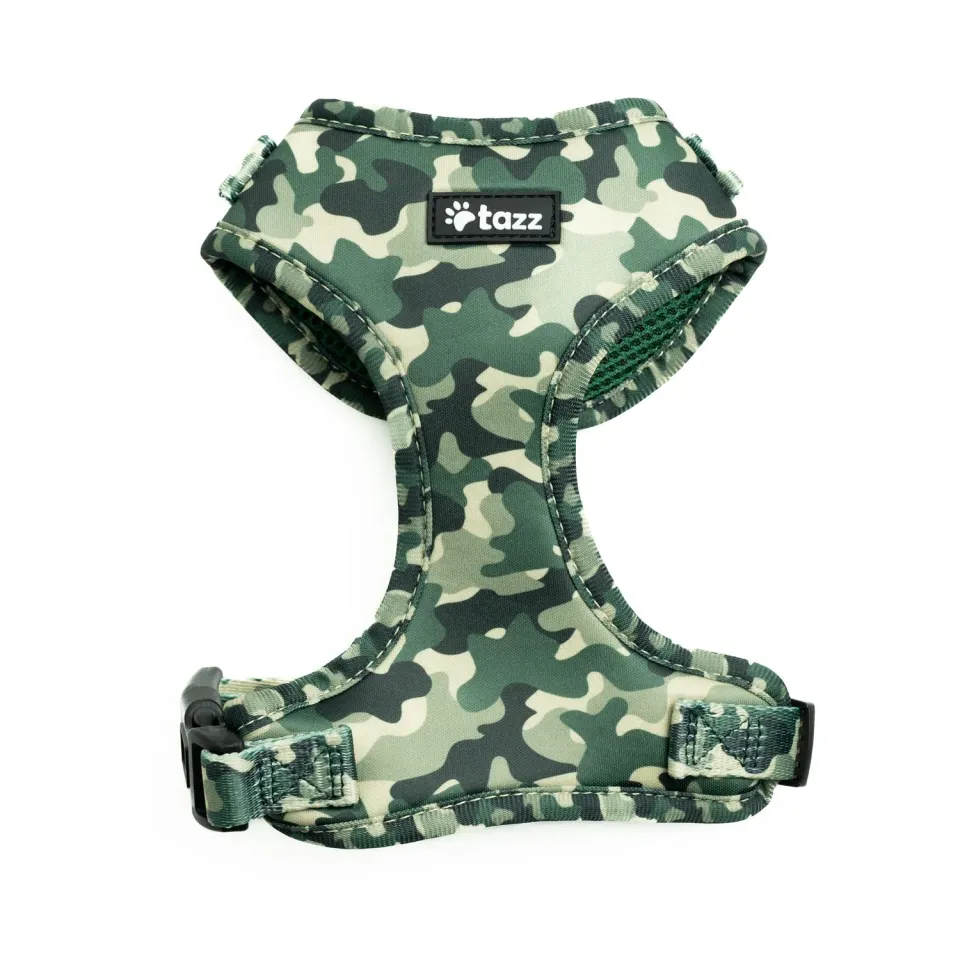 Tazz Green Camo hundesele justerbar grøn