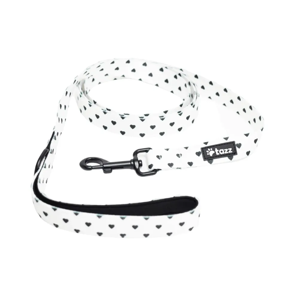 Tazz Everglow hundesnor hvid hjerter 200 cm tre bredder