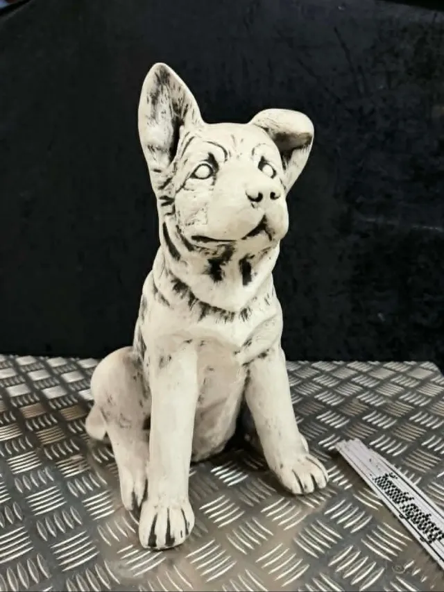 Betonfigur Schæfer hvalp havefigur 41,5 cm vejrbestandig