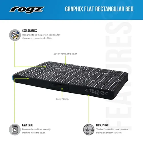 Rogz Graphix Flat Rectangular hundeseng flad rektangulær