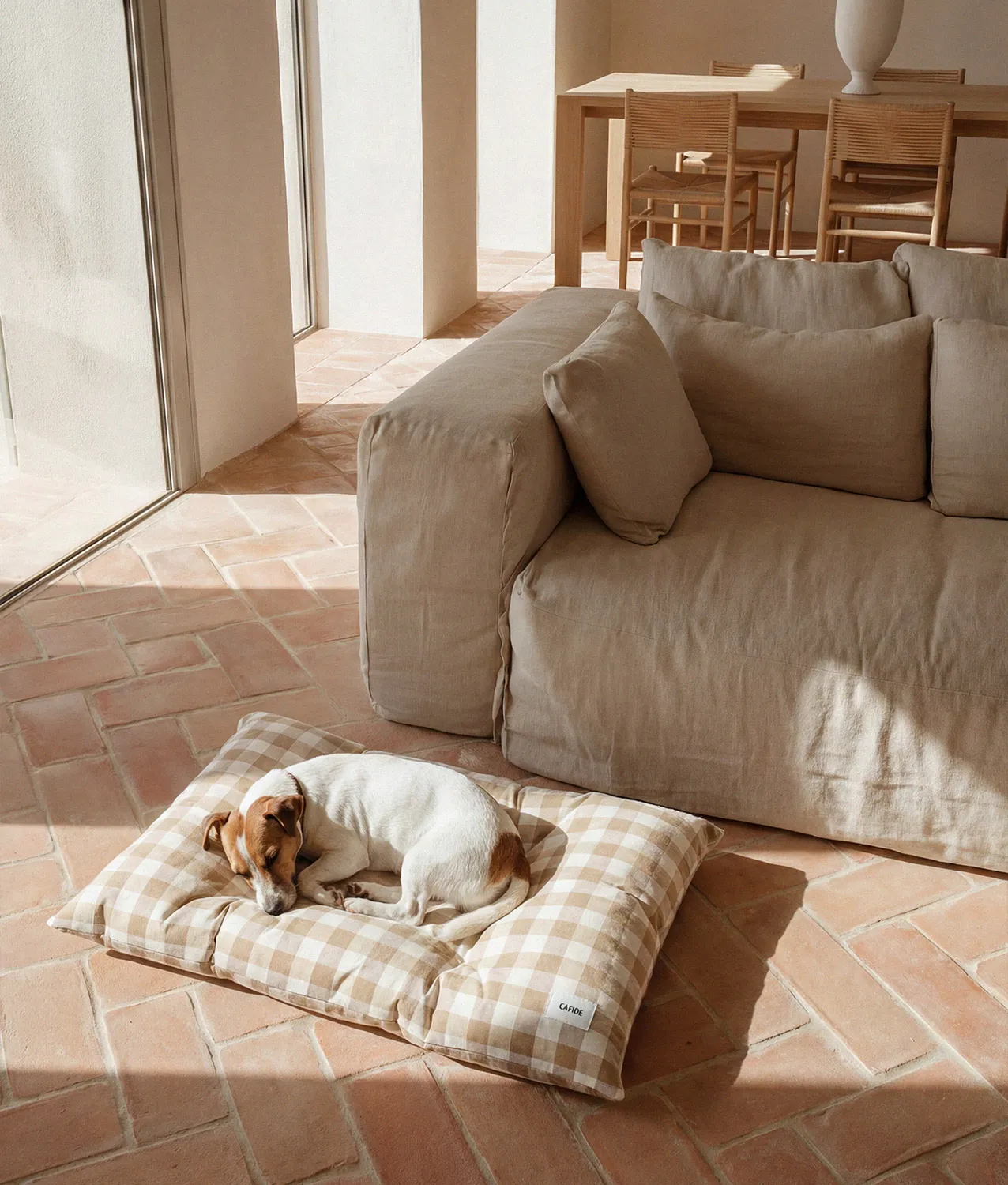 Cafide Bela hundepude beige vichy åndbar