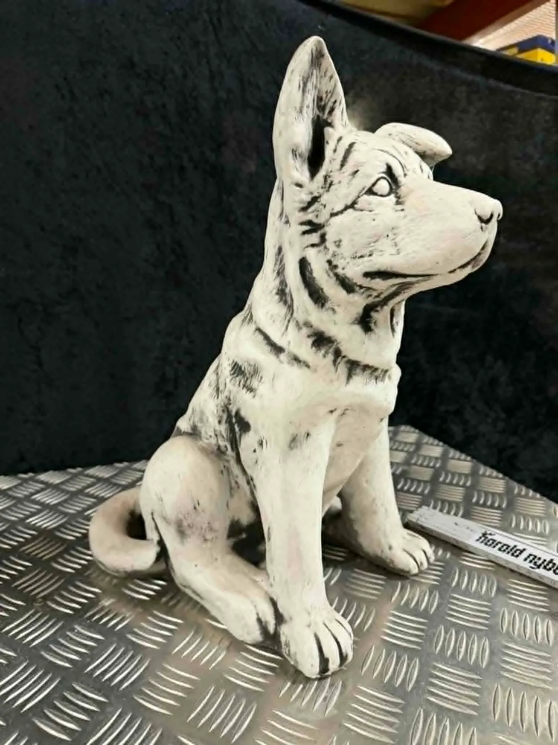 Betonfigur Schæfer hvalp havefigur 41,5 cm vejrbestandig