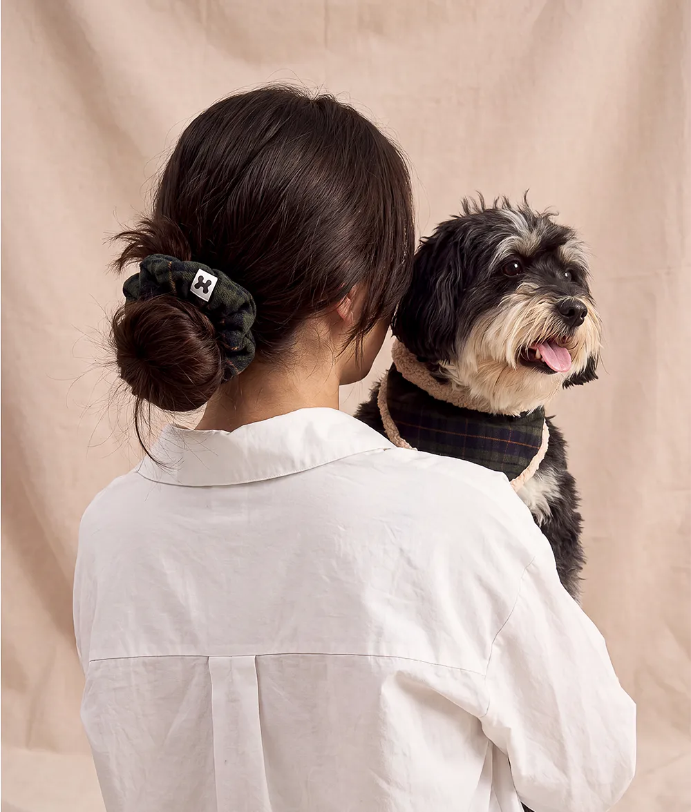 Cafide Noa Tartan Green scrunchie bomuld