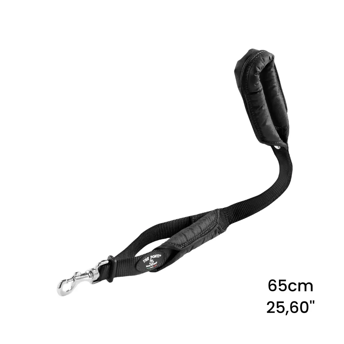 Tre Ponti Double-handle hundeline 105 cm sort slidstærk